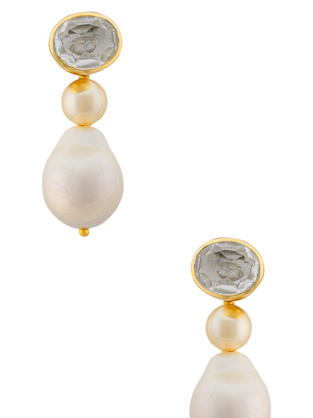 VALERIE FROM FWRD Pearl Drop Earrings with Clear Crystal Studs